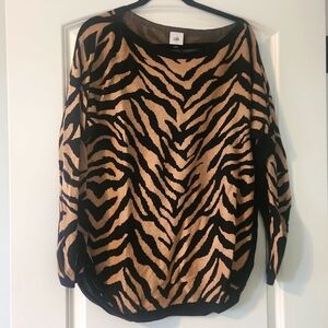 CAbi Black and Tan Animal Print Sweater